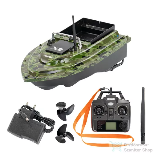 Leziter Etetőhajó X2 GPS hátrakidobós terepmintás zöld X2-HK-TZ-G1
