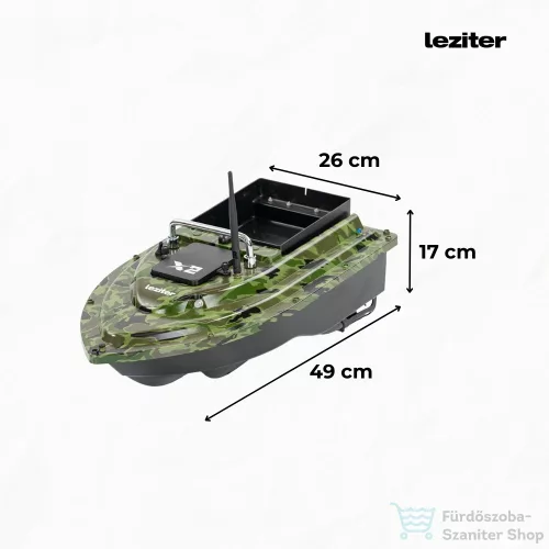 Leziter Etetőhajó X2 GPS hátrakidobós terepmintás zöld X2-HK-TZ-G1