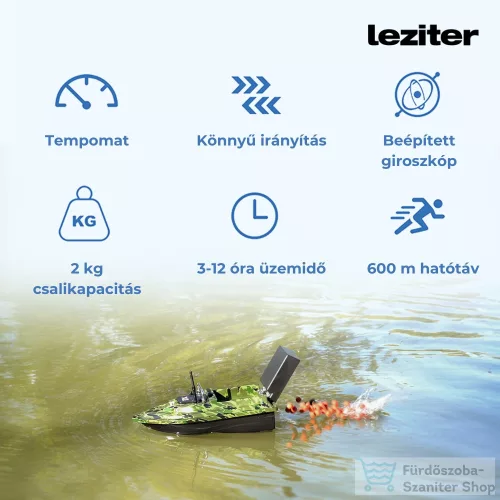 Leziter Etetőhajó X2 GPS hátrakidobós terepmintás zöld X2-HK-TZ-G1