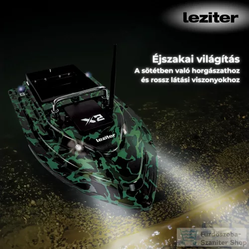 Leziter Etetőhajó X2 GPS hátrakidobós terepmintás zöld X2-HK-TZ-G1