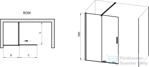 Ravak ROLL 110 cm-es walk-in zuhanyfal, króm/transparent X9WVD0C00Z1