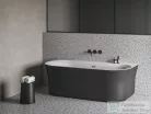 Ravak YPSILON WALL 178x86 cm-es szabadon álló,falhoz tehető kád fekete leeresztővel,matt fekete/fehér XC00100057