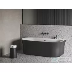   Ravak YPSILON WALL 178x86 cm-es szabadon álló,falhoz tehető kád fekete leeresztővel,matt fekete/fehér XC00100057