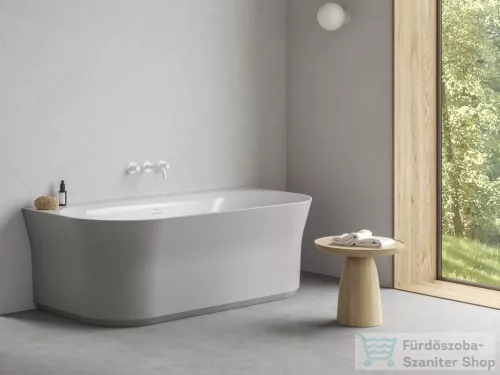 Ravak YPSILON WALL 178x86 cm-es szabadon álló,falhoz tehető kád fehér leeresztővel,Smoke grey/fehér XC00100077