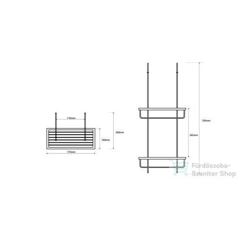 Sapho BEMETA CYTRO Dupla polc zuhanyzóba, 170x700x260mm, polírozott (XJ602)