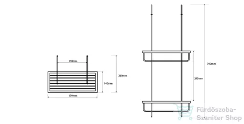 Sapho BEMETA CYTRO Dupla polc zuhanyzóba, 170x700x260mm, polírozott (XJ602)