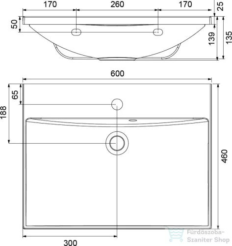 Ravak FLAT 600 60x46 cm-es mosdó,XJP01160000