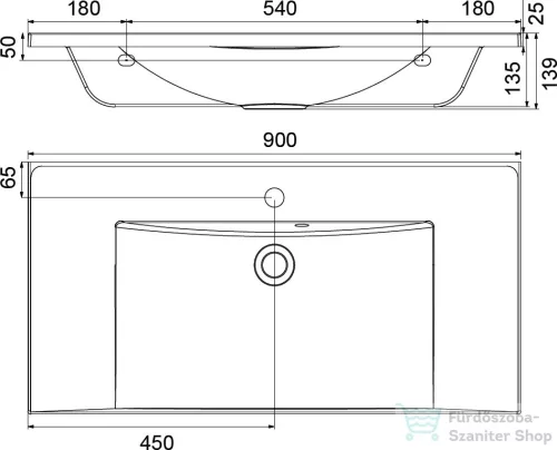 Ravak FLAT 900 90x46 cm-es mosdó,XJP01190000
