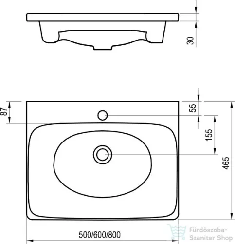Ravak BALANCE  800 80x46,5 cm-es SD Balance 800 bútorra építhető mosdó,XJX01280000
