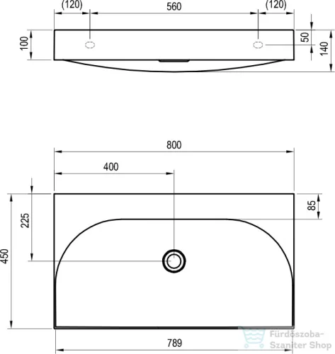 Ravak Lite 80 mosdó, túlfolyó és csaptelep furat nélkül, fehér XJX01380001