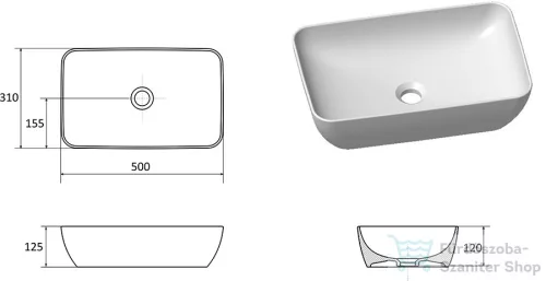 Ravak UNI 50 R SLIM 50x31 cm-es mosdó, antracit XJX03150001