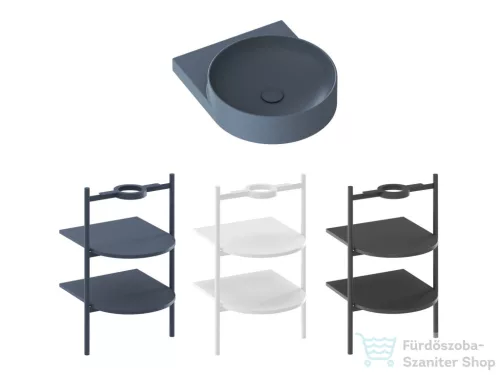 Ravak YARD 40 mosdó tartókonzol nélkül, csaptelep furattal, Deepsea Blue XJX07240000