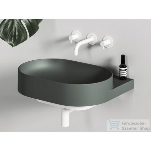 Ravak YARD 60 konzollal falra szerelhető mosdó csaplyuk-és túlfolyó nélkül, Grey Green XJX08060000