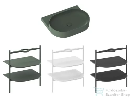 Ravak YARD 60 mosdó tartókonzol nélkül, csaptelep furattal, Grey Green XJX08260000