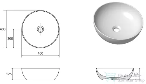 Ravak UNI 400 B SLIM kerámia mosdó, matt fekete XJX0D140000