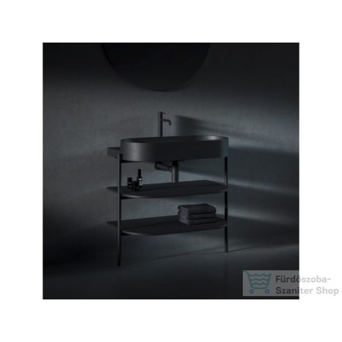 Ravak YARD 80 80,5x50 cm-es konzollal falra szerelhető mosdó túlfolyó nélkül,matt fekete XJX0D280002