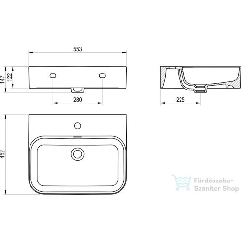 Ravak Ceramic Slim Wall R 55 N kerámiamosdó, matt fehér XJX0E155006