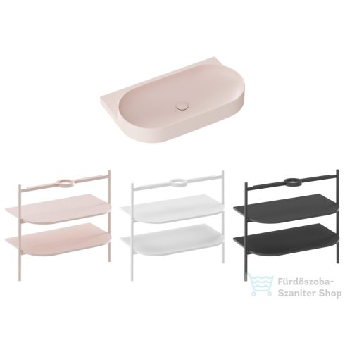 Ravak YARD 80 konzollal falra szerelhető mosdó csaplyuk-és túlfolyó nélkül, Alabaster Pink XJX0G080000