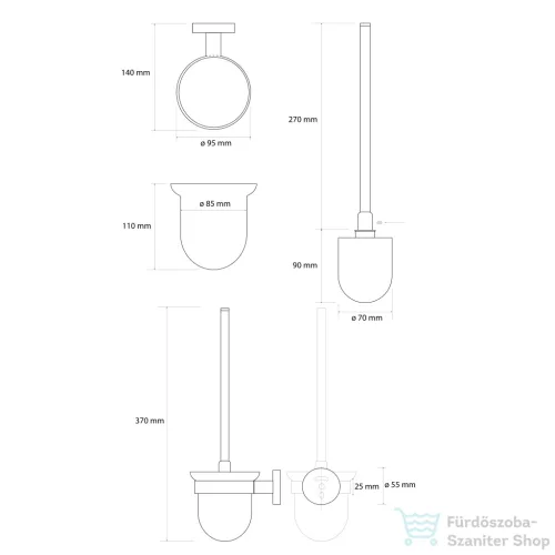 Sapho BEMETA SABLO fali WC-kefetartó, 95x360x140mm, matt arany (160113017) (XR303GB)