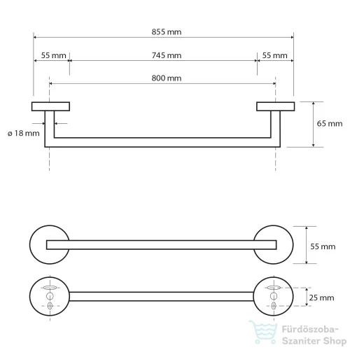 Sapho BEMETA OMEGA Törölközőtartó, 855x55x65mm, króm (104204262) (XR426)