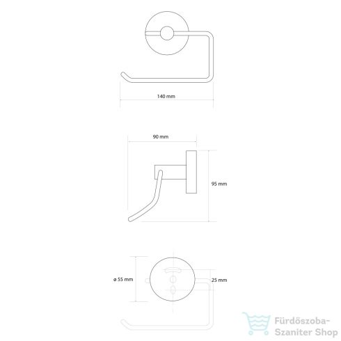 Sapho BEMETA SABLO fali WC-papírtartó, 140x95x90mm, matt arany (160112042) (XR704GB)