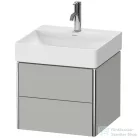 Duravit XSQUARE 48,4x46 cm-es, 2 fiókos alsószekrény króm profillal, mosdó és csaptelep nélkül, matt betonszürke XS416000707