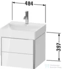 Duravit XSQUARE 48,4x46 cm-es, 2 fiókos alsószekrény króm profillal, mosdó és csaptelep nélkül, matt betonszürke XS416000707