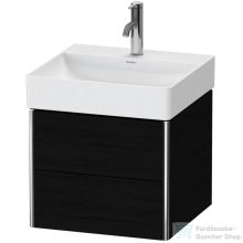   Duravit XSQUARE 48,4x46 cm-es, 2 fiókos alsószekrény króm profillal, mosdó és csaptelep nélkül, matt fekete tölgy XS416001616