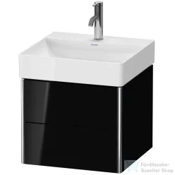   Duravit XSQUARE 48,4x46 cm-es, 2 fiókos alsószekrény króm profillal, mosdó és csaptelep nélkül, lakkozott fényes fekete XS416004040