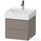 Duravit XSQUARE 48,4x46 cm-es, 2 fiókos alsószekrény króm profillal, mosdó és csaptelep nélkül, matt bazalt XS416004343