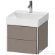 Duravit XSQUARE 48,4x46 cm-es, 2 fiókos alsószekrény króm profillal, mosdó és csaptelep nélkül, matt bazalt XS416004343