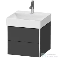   Duravit XSQUARE 48,4x46 cm-es, 2 fiókos alsószekrény króm profillal, mosdó és csaptelep nélkül, matt grafit XS416004949