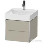 Duravit XSQUARE 48,4x46 cm-es, 2 fiókos alsószekrény króm profillal, mosdó és csaptelep nélkül, lakkozott matt szatén taupe XS416006060