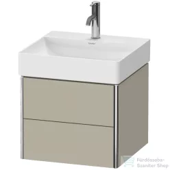   Duravit XSQUARE 48,4x46 cm-es, 2 fiókos alsószekrény króm profillal, mosdó és csaptelep nélkül, lakkozott matt szatén taupe XS416006060