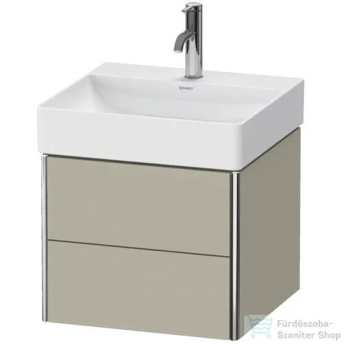 Duravit XSQUARE 48,4x46 cm-es, 2 fiókos alsószekrény króm profillal, mosdó és csaptelep nélkül, lakkozott matt szatén taupe XS416006060