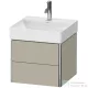 Duravit XSQUARE 48,4x46 cm-es, 2 fiókos alsószekrény króm profillal, mosdó és csaptelep nélkül, lakkozott matt szatén taupe XS416006060