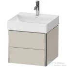 Duravit XSQUARE 48,4x46 cm-es, 2 fiókos alsószekrény króm profillal, mosdó és csaptelep nélkül, szupermatt taupe XS416008383