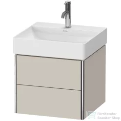   Duravit XSQUARE 48,4x46 cm-es, 2 fiókos alsószekrény króm profillal, mosdó és csaptelep nélkül, szupermatt taupe XS416008383