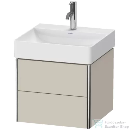 Duravit XSQUARE 48,4x46 cm-es, 2 fiókos alsószekrény króm profillal, mosdó és csaptelep nélkül, szupermatt taupe XS416008383