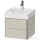 Duravit XSQUARE 48,4x46 cm-es, 2 fiókos alsószekrény króm profillal, mosdó és csaptelep nélkül, szupermatt taupe XS416008383