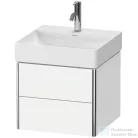 Duravit XSQUARE 48,4x46 cm-es, 2 fiókos alsószekrény króm profillal, mosdó és csaptelep nélkül, szupermatt fehér XS416008484