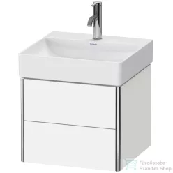   Duravit XSQUARE 48,4x46 cm-es, 2 fiókos alsószekrény króm profillal, mosdó és csaptelep nélkül, szupermatt fehér XS416008484