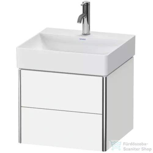 Duravit XSQUARE 48,4x46 cm-es, 2 fiókos alsószekrény króm profillal, mosdó és csaptelep nélkül, szupermatt fehér XS416008484