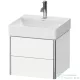 Duravit XSQUARE 48,4x46 cm-es, 2 fiókos alsószekrény króm profillal, mosdó és csaptelep nélkül, szupermatt fehér XS416008484