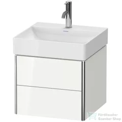   Duravit XSQUARE 48,4x46 cm-es, 2 fiókos alsószekrény króm profillal, mosdó és csaptelep nélkül, lakkozott fényes fehér XS416008585