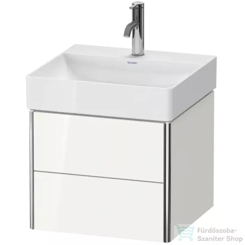 Duravit XSQUARE 48,4x46 cm-es, 2 fiókos alsószekrény króm profillal, mosdó és csaptelep nélkül, lakkozott fényes fehér XS416008585