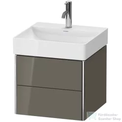   Duravit XSQUARE 48,4x46 cm-es, 2 fiókos alsószekrény króm profillal, mosdó és csaptelep nélkül, lakkozott fényes szürke XS416008989