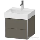 Duravit XSQUARE 48,4x46 cm-es, 2 fiókos alsószekrény króm profillal, mosdó és csaptelep nélkül, lakkozott matt szatén szürke XS416009090