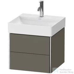   Duravit XSQUARE 48,4x46 cm-es, 2 fiókos alsószekrény króm profillal, mosdó és csaptelep nélkül, lakkozott matt szatén szürke XS416009090