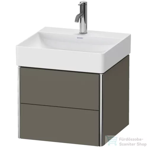 Duravit XSQUARE 48,4x46 cm-es, 2 fiókos alsószekrény króm profillal, mosdó és csaptelep nélkül, lakkozott matt szatén szürke XS416009090